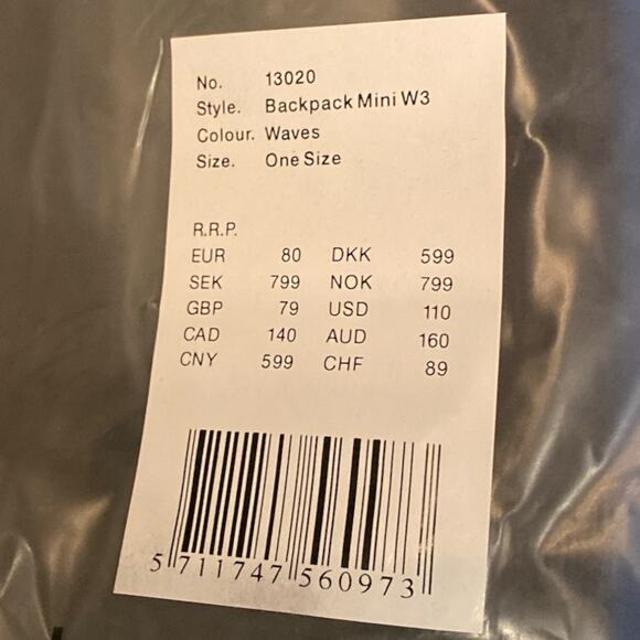 NWT Rains Backpack Mini Blue Waves Unisex Blue - Picture 11 of 11